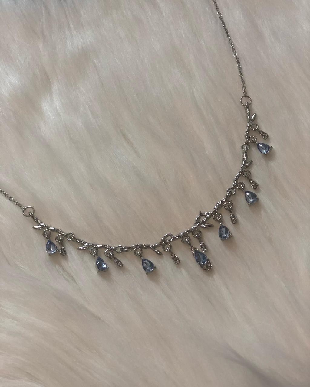 Silver teardrop crystal necklace