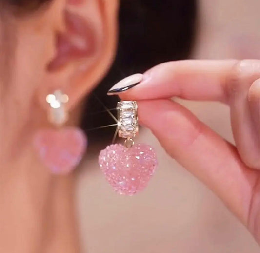 Elegant pink fudge crystal earrings